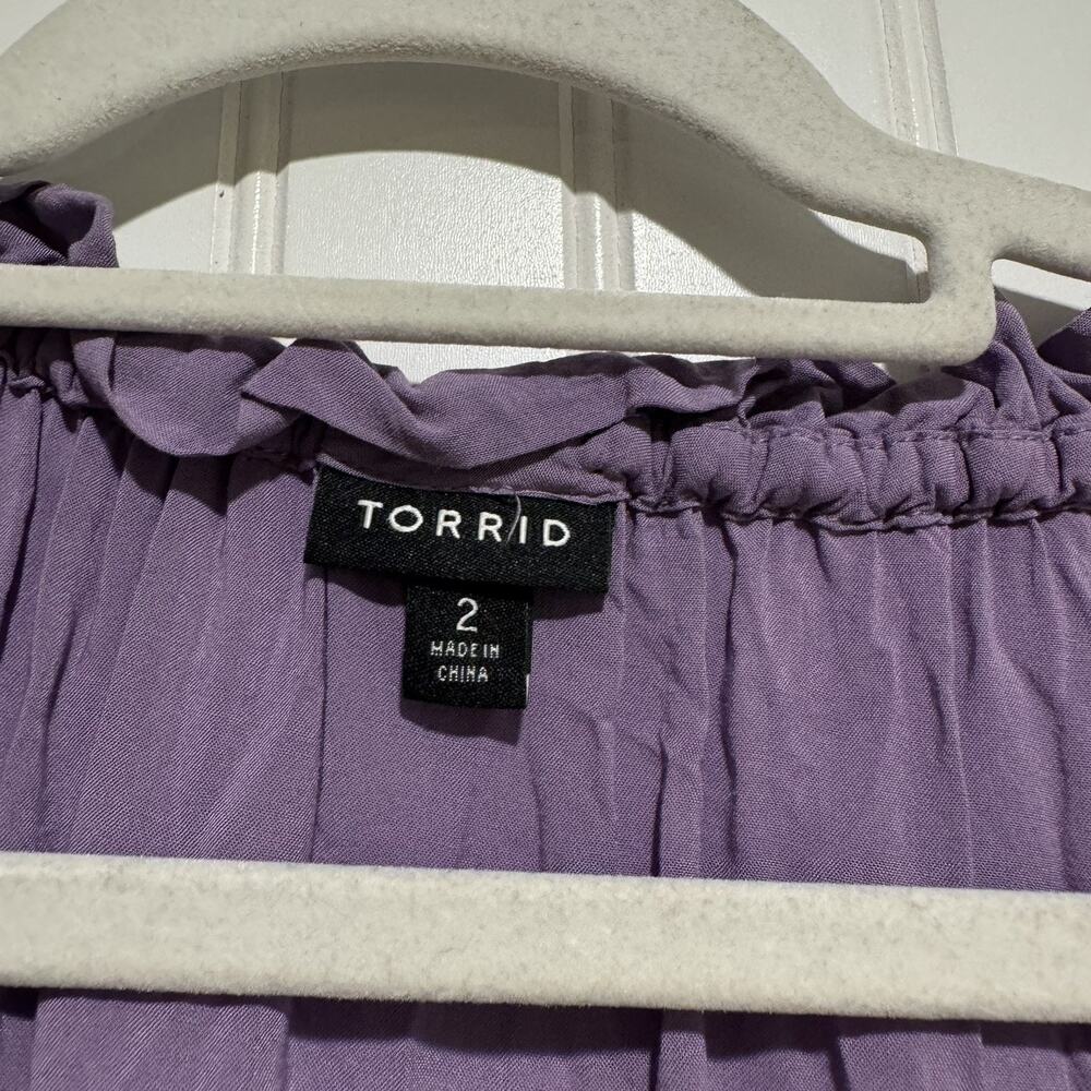 Torrid Purple Challis Pintucked Blouse Sleeveless Lightweight Springy Size 2X - Picture 4 of 6